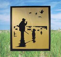 Duck Hunter Decor & Dog Silhouette Handmade Wooden Wall Hanging Plaque - thumbnail 1