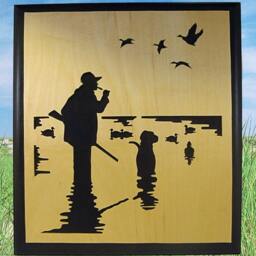 Duck Hunter Decor & Dog Silhouette Handmade Wooden Wall Hanging Plaque - thumbnail 2
