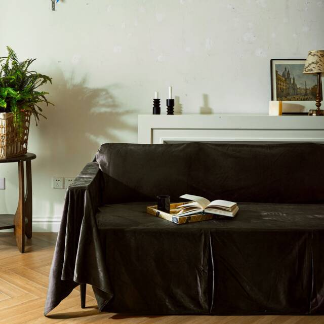 Dark Brown Velvet Sofa Cover, Couch Throw Soft Plush Protector Custom Size - image 1