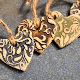 Heart Wall Hanging, Rustic Home Decor, Ceramic Hearts, Handmade Ornament, Ornaments, Unique - thumbnail 2