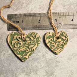 Heart Wall Hanging, Rustic Home Decor, Ceramic Hearts, Handmade Ornament, Ornaments, Unique - thumbnail 4