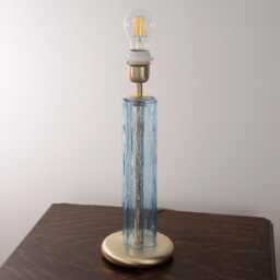 Murano Glass Table Lamps, Tronchi Talco Blue, Brushed Finish, Italian Design - thumbnail 3