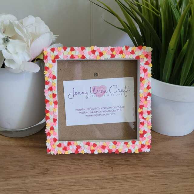 Colourful Heart Clay Slices Square Photo Frame 4 X Inches - image 1