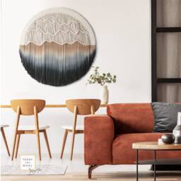 "Round Macrame Wall Hanging - Circle Tapestry Available in Different Sizes ""Seaside" - thumbnail 1