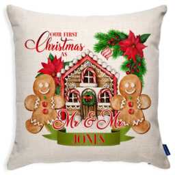 Personalised 1St Christmas Cushion Cover Mr & Gingerbread Couple First Xmas Custom Throw Pillow Stocking Filler Gift Ekcc01 - thumbnail 3