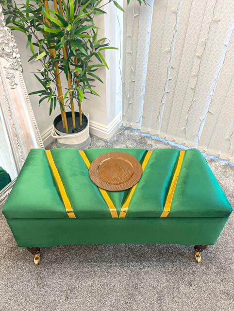 Handmade Chesterfield Storage Ottoman, Lift Top Bench - Custom Fabric - image 1
