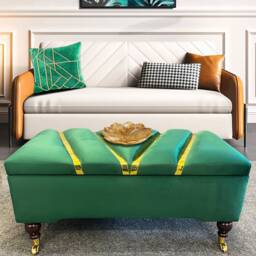 Handmade Chesterfield Storage Ottoman, Lift Top Bench - Custom Fabric - thumbnail 2