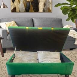 Handmade Chesterfield Storage Ottoman, Lift Top Bench - Custom Fabric - thumbnail 3