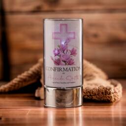 Personalised Confirmation Night Light Gift With Floral Pink Cross - thumbnail 2