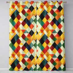 Abstract Geometric Diamond Shapes Color Seamless Pattern Readymade Eyelet Ring Top Thermal 100% Blackout Curtains - thumbnail 2