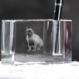 Burmese Cat , Crystal Pen Holder With Cat, Souvenir, Decoration, Limited Edition, Collection - thumbnail 3