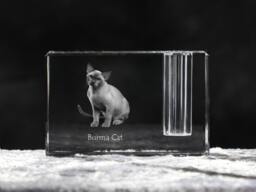 Burmese Cat , Crystal Pen Holder With Cat, Souvenir, Decoration, Limited Edition, Collection - thumbnail 1
