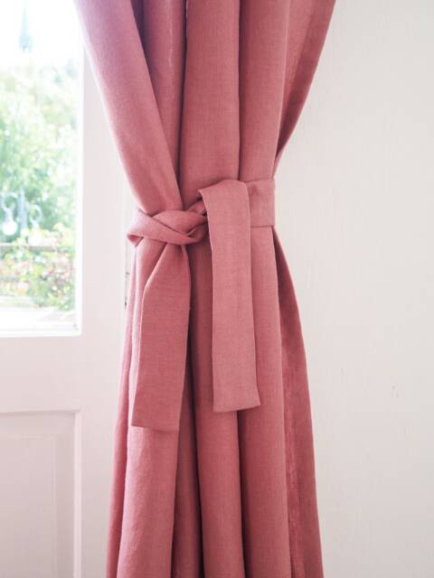 Dusty Pink Linen Curtain Tie-Back, Heavyweight Stonewashed - image 1