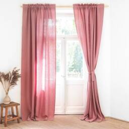 Dusty Pink Linen Curtain Tie-Back, Heavyweight Stonewashed - thumbnail 2