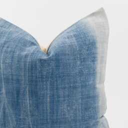 Vintage Indigo Hemp Pillow Cover, White Stripe Batik, Tribal Cushion - 22x22 - thumbnail 2