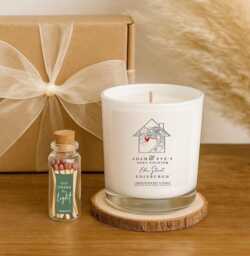 Personalised Map New Home Candle, House Warming Aromatherapy Gift Set With Matches