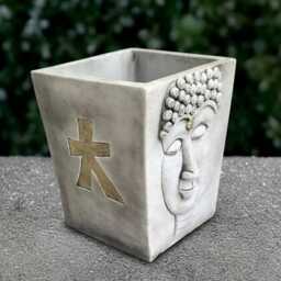 Japanese Planter Statue Concrete Flower Pot Sculpture Outdoor Plant Ornament Handmade Zen Garden Figurine Planter Lover Gift - thumbnail 3