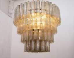 Murano Suspension Tronchi ??100 cm - Clear Glass Hand-Blown Italy Statement Light