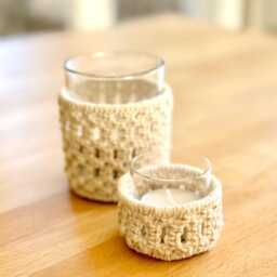 Macrame Tea Light Holder Set Boho Table Decor With Glass Inserts - thumbnail 3