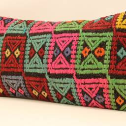 Handwoven Turkish Kilim Pillow Cover, Ethnic Home Decor - 12x24 - thumbnail 3