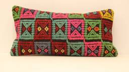 Handwoven Turkish Kilim Pillow Cover, Ethnic Home Decor - 12x24