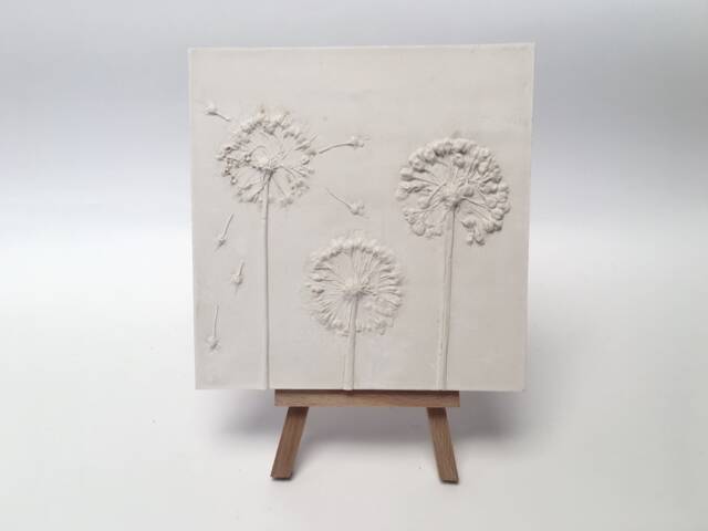 Tile Alliums Cast. Botanical Decorative Unique Plaster Wall Art Fram?? Wood Concrete Impression Pressed Flowers Eco Friendly - image 1