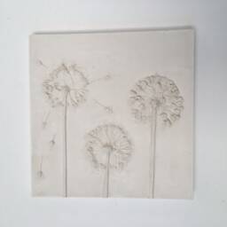 Tile Alliums Cast. Botanical Decorative Unique Plaster Wall Art Fram?? Wood Concrete Impression Pressed Flowers Eco Friendly - thumbnail 2