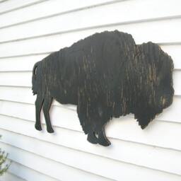 Wooden Buffalo Sign American Bison Americana Tribal Wall Art Outdoor Decor - thumbnail 2