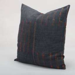 Hmong Hill Tribe Pillow Cover Black Embroidered Vintage Textile, 20x20 - thumbnail 3