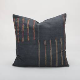 Hmong Hill Tribe Pillow Cover Black Embroidered Vintage Textile, 20x20 - thumbnail 1