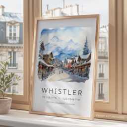 Whistler Travel Print, Ski Poster, British Columbia, Canada Prints, Travel Gifts, Wall Art, Illustration - thumbnail 3