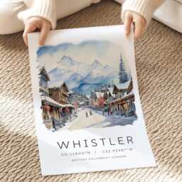 Whistler Travel Print, Ski Poster, British Columbia, Canada Prints, Travel Gifts, Wall Art, Illustration - thumbnail 2