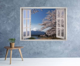 Mountain Wall Decal - Snow Sticker Snowcapped 3D Window Landscape Nature Frame Vinyl Decor - thumbnail 1