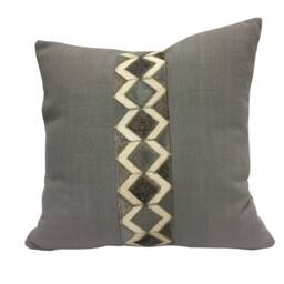 Gray Farmhouse Pillow Cover, Geometric Animal Hide Braid - thumbnail 4