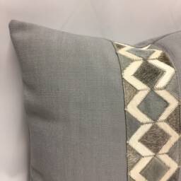 Gray Farmhouse Pillow Cover, Geometric Animal Hide Braid - thumbnail 3