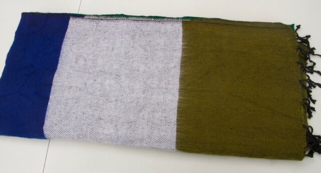 Handmade Yak Wool Blanket Striped Meditation Shawl, Nepal - image 1