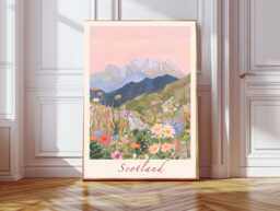 Scotland Travel Art Print, Mountains Landscape Wall Art, Vintage Poster, Wall Art - thumbnail 1