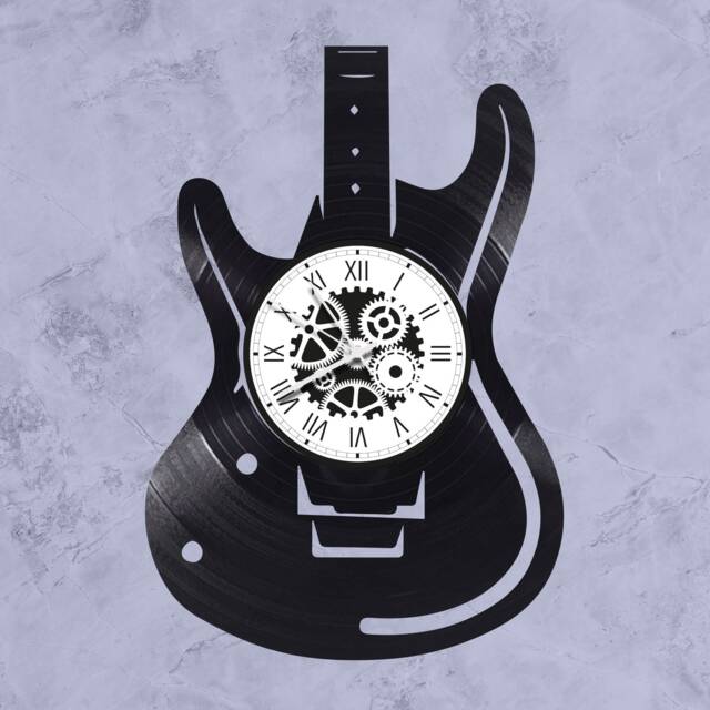 Guitar Theme 33 Rpm Vinyl Record Clock - image 1