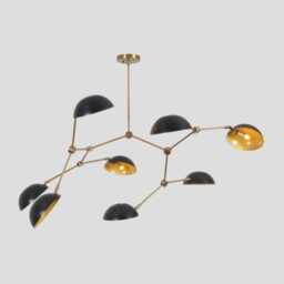 Stilnovo Style Brass Sputnik Chandelier - Mid Century Modern Pendant Light - thumbnail 1