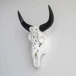 Faux Taxidermy Decorative Carved Bison Skull - Wall Decor White & Black Cbi0100 - thumbnail 2
