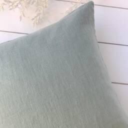 Set Of 2, 4, 6 Softened Linen Pillow Cases in Dusty Mint/Linen Throw Pillows Light Sage/Decorative Cases/ - thumbnail 2
