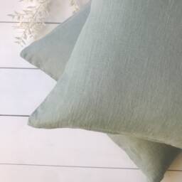 Set Of 2, 4, 6 Softened Linen Pillow Cases in Dusty Mint/Linen Throw Pillows Light Sage/Decorative Cases/ - thumbnail 4