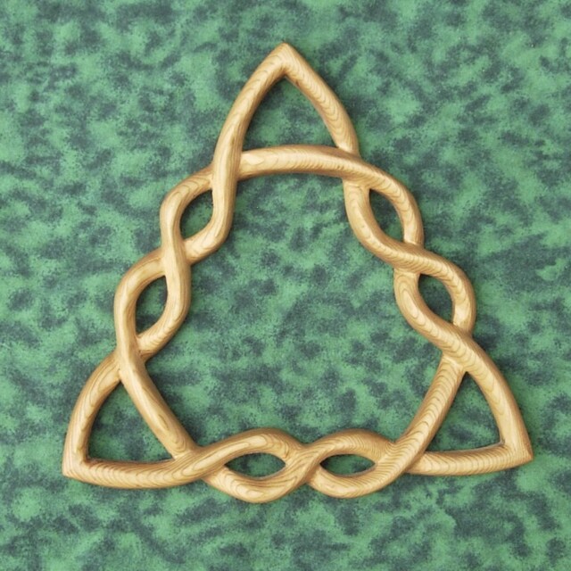Braided Triquetra Celtic Trinity Knot Wood Carving Wiccan Goddess Irish Home Decor Holy Christian Wall Hanging - image 1