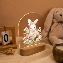 Personalised Cute Bunny Night Light, Nursery Decor, Baby Girl Gift For New Baby, Name Light For Girls, Bedroom Decor - thumbnail 2