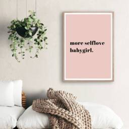 More Selflove Baby Girl, Divine Feminine Poster, Typography Print, Blush Pink Wall Art, Energy Goddess Home Decor - thumbnail 3