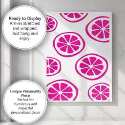 Bold Pink Citrus Slice Minimal Repeat Pattern Canvas Wall Art Print Decor Picture Ready To Hang - thumbnail 3