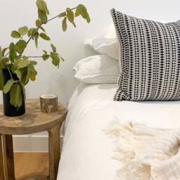 Black & White Boho Pillow Cover, Handwoven Tribal Throw - thumbnail 3