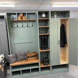 Handmade Sage Green Mudroom Bench With Storage, Farrow & Ball Paint - thumbnail 4