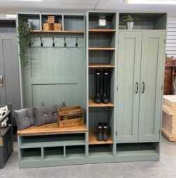 F & Ball Painted Storage Furniture Handmade Sustainable Mud & Boot Rooms/Hallways /Cloakrooms Solid Pine Kent Showroom