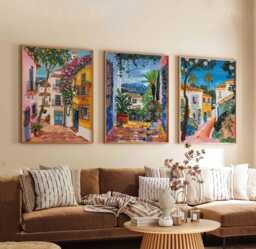 Set Of 3 Marbella Travel Posters, Spain Wall Art Prints, Coastal Decor, Modern Print, Mediterranean Poster, Beach City Gift